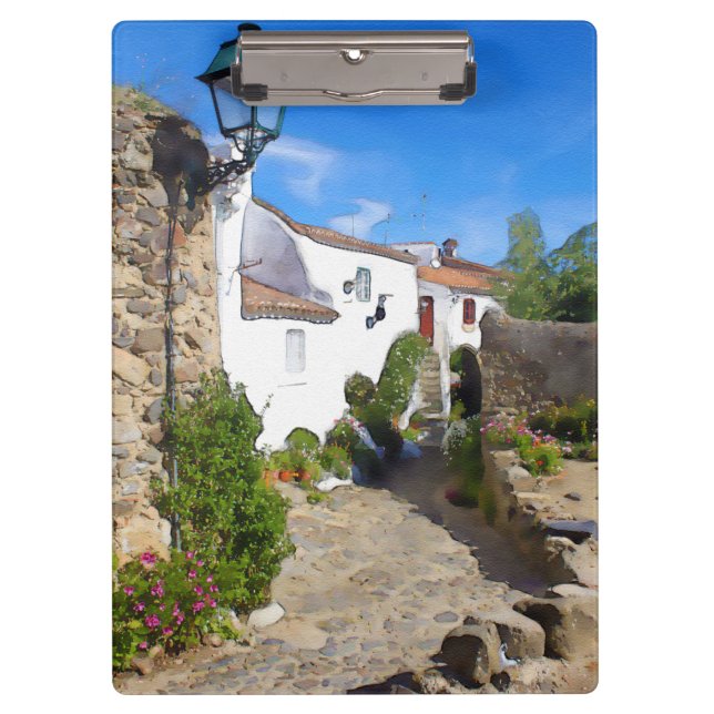 Watercolor Mediterranean village Clipboard (Front)