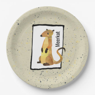 Watercolor Meerkat on a Beige Background Paper Plate
