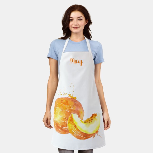 Watercolor Melon Customizable Apron (Worn)
