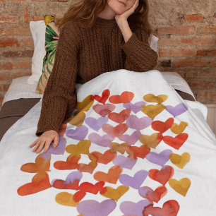 Watercolor melting hearts – retro fleece blanket
