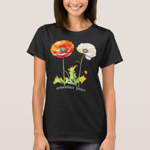 Watercolor Memorial Day Peace Red & White Poppies T-Shirt