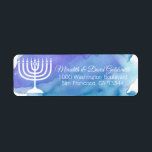Watercolor Menorah Hanukkah Chanukah Return<br><div class="desc">Send your Hanukkah invites or holiday cards and thank you cards with these watercolor blue return label stickers . White menorah with star of David in middle. Editable templates so you can change font and size.</div>
