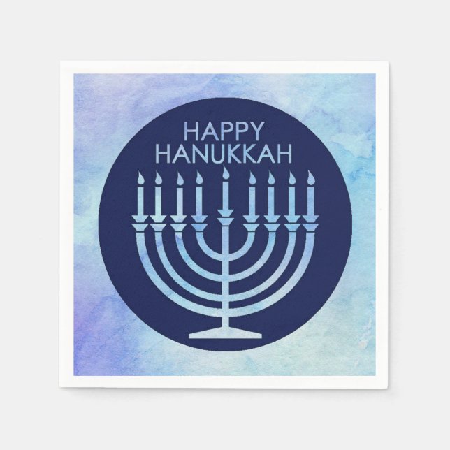 Watercolor menorah  Hanukkah   Napkin (Front)