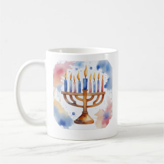 Watercolor Menorah Happy Hanukkah  Coffee Mug