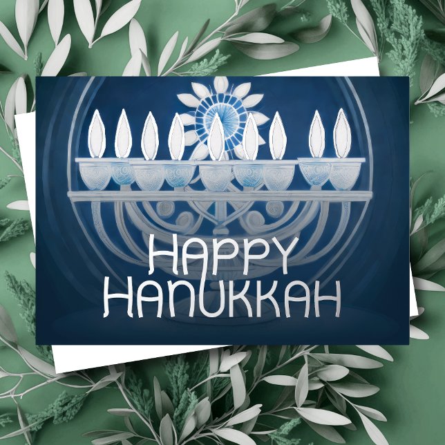 Watercolor Menorah Happy Hanukkah Holiday Card (Creator Uploaded)