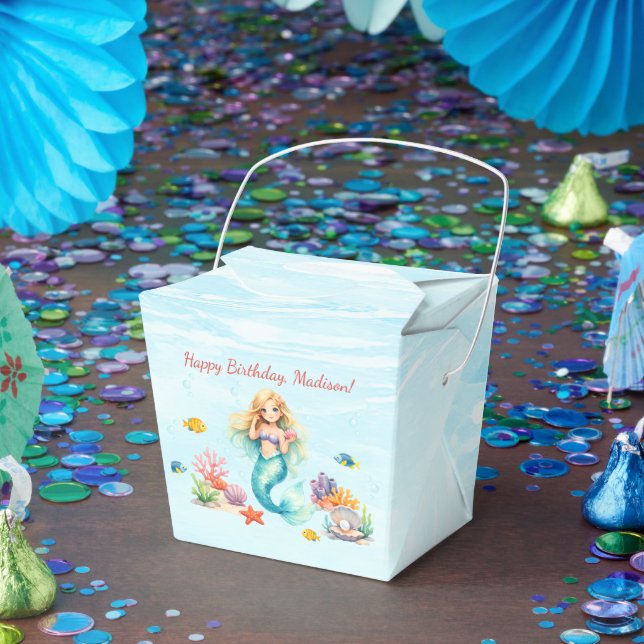 Watercolor Mermaid Birthday Favor Box (Party)