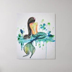 Watercolor - Mermaid Canvas Print