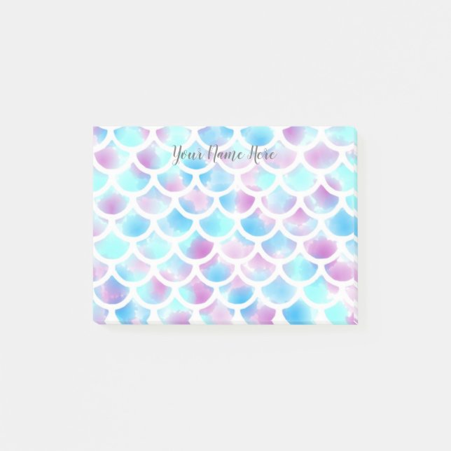 Watercolor Mermaid Scales Post-It Notes (Front)