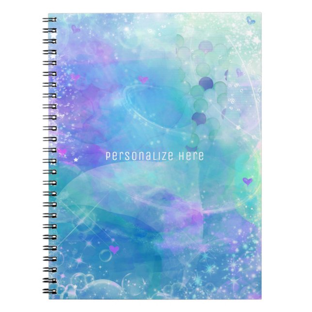 Watercolor Mermaid Tail Ocean Sea Personalized Notebook (Front)