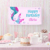 Watercolor Mermaid Tail Under the Sea Birthday