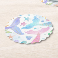 Watercolor Mermaid Tail Under The Sea Party