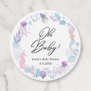 Watercolor Mermaid Under The Sea Baby Shower Favour Tags