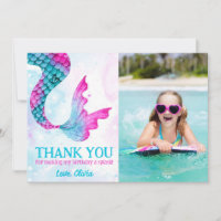 Watercolor Mermaid Under the Sea Thank You Card