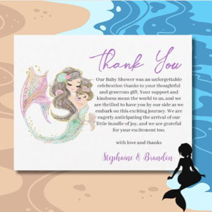 Watercolor MERMAID Under The Sea Thank You Card