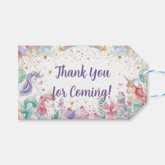 Watercolor Mermaid Unicorn Rainbow Birthday Favor Gift Tags