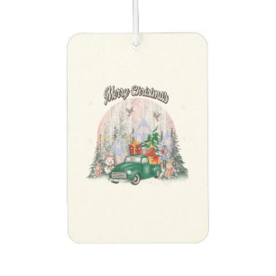 Watercolor Merry Christmas, Car Of Gifts Air Freshener