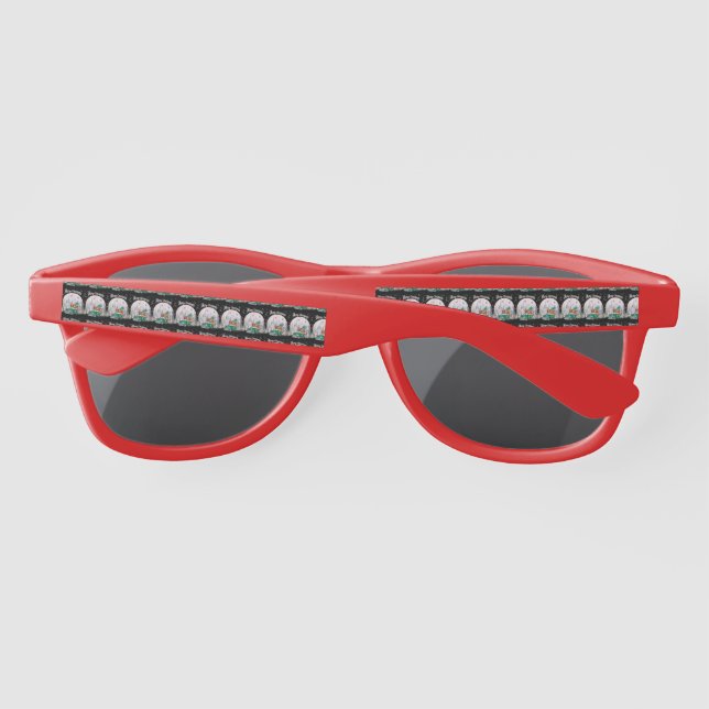 Watercolor Merry Christmas, Car Of Gifts Sunglasses (Back)