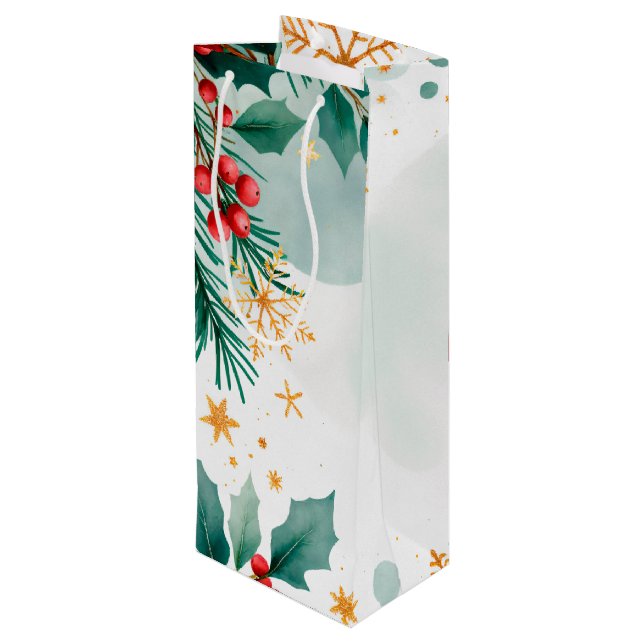 Watercolor Merry Christmas Gift Bag – Elegant (Back Angled)