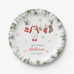  Watercolor Merry Christmas Santa Christmas baby s Paper Plate