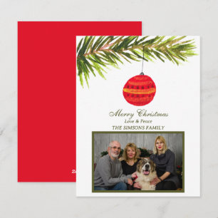 Watercolor Merry Christmas Tree Family Photo Holiday Card