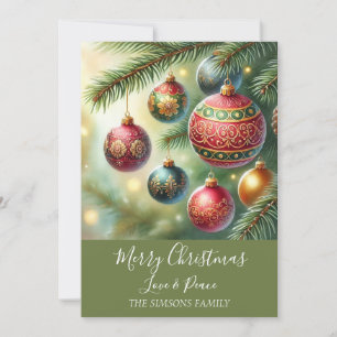 Watercolor Merry Christmas Tree Merry and bright Holiday Card