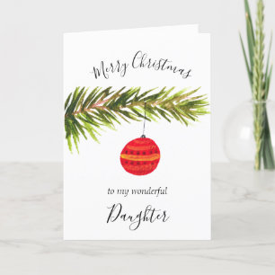 Watercolor Merry Christmas Tree Merry and Bright  Holiday Card