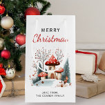 Watercolor Merry Christmas Winter Woodland  Small Gift Bag<br><div class="desc">For the gift giver this festive season, this winter woodland gift bag can be personalized on the front and back with the inclusion of your choice of text. The 'Merry Christmas' can be kept as-is or edited and you can add a name. Any edits will appear on the front and...</div>