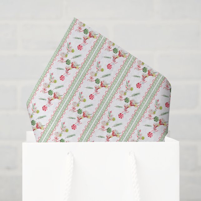 Watercolor Merry Mahjong Christmas Cocktail Party Tissue Paper (Gift Bag)