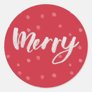 Watercolor Merry Red Christmas/Holiday Classic Round Sticker