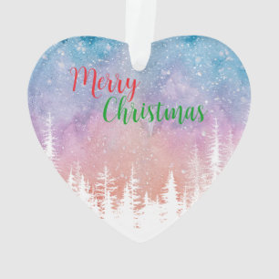 Watercolor merry wild Xmas Pine tree Holiday party Ornament