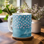 Watercolor Messy Polka Dots - blue and pink Coffee Mug<br><div class="desc">A soft pattern with an almost abstract design. A trendy design with jewel tone colours and elegance. Items are easier to customize when you replace all text and photos first. If your art still needs to be adjusted, click on the Customize This button. This will take you to a design...</div>