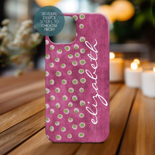 Watercolor Messy Polka Dots - lime and hot pink Case-Mate iPhone 14 Case