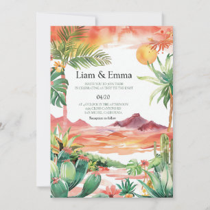 Watercolor Mexican Cactus Desert Wedding Invitation