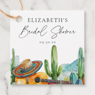 Watercolor Mexican Fiesta Cactus Bridal Shower Favour Tags