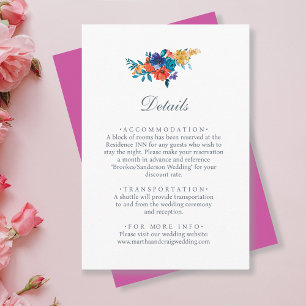 Watercolor Mexican Fiesta Flower Wedding Details Enclosure Card