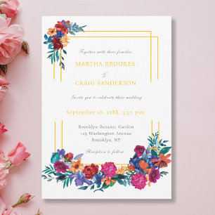 Watercolor Mexican Fiesta Flower Wedding Invitation