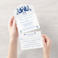 Watercolor Mexican Otomi All in One Wedding Invite