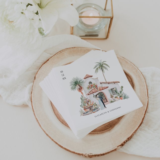 Watercolor Mexico Hacienda | Wedding Napkin (Creator Uploaded)