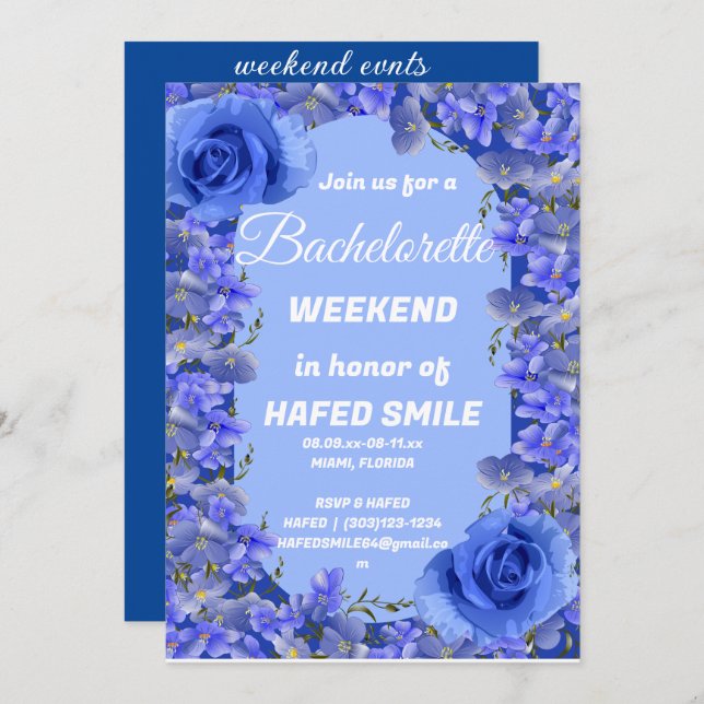 Watercolor Miami Skyline Tropical Beach Island Inv Invitation (Front/Back)