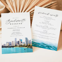 Watercolor Miami Skyline Tropical Beach Island