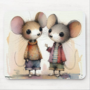 Watercolor Mice Mouse Pad