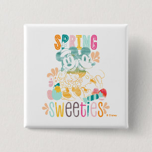 Watercolor Mickey and Minnie   Spring sweeties 2 Inch Square Button