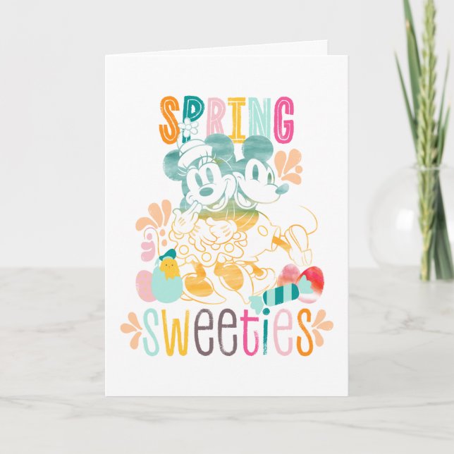 Watercolor Mickey and Minnie | Spring sweeties Card (Front)