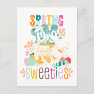 Watercolor Mickey and Minnie   Spring sweeties Postcard