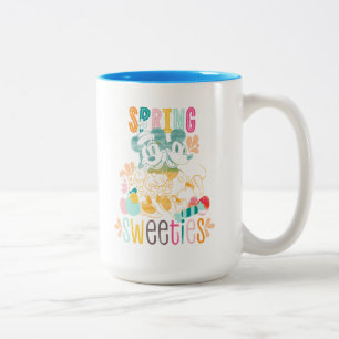 Watercolor Mickey and Minnie   Spring sweeties Two-Tone Coffee Mug