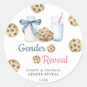 Watercolor Milk & Cookies Gender Reveal Classic Round Sticker