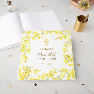 Watercolor Mimosa First Communion Guest Book