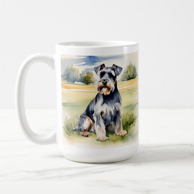 Watercolor Miniature Schnauzer – Dog Art Print Coffee Mug (Left)