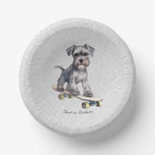 Watercolor Miniature Schnauzer Paper Bowl Paper Plate