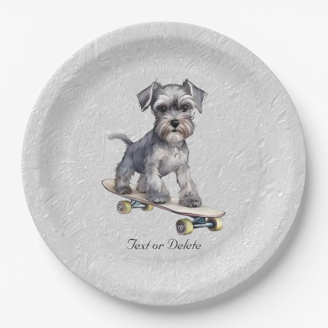 Watercolor Miniature Schnauzer Paper Plate (Front)